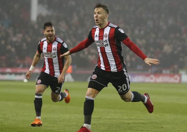 Lee Evans scored twice during Sheffield United's win over Middlesbrough on Tuesday: Simon Bellis/Sportimage