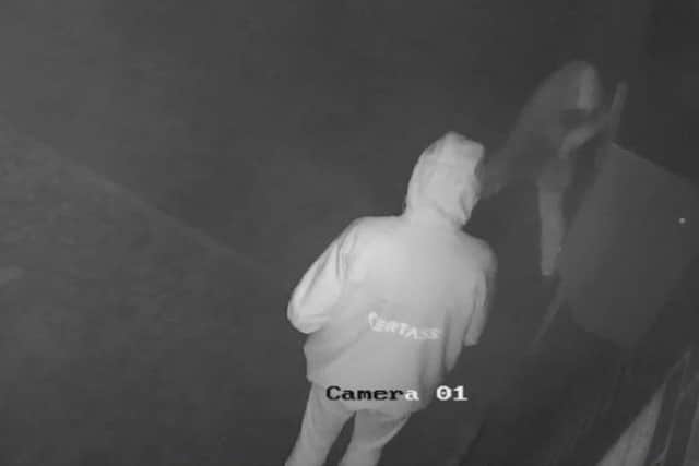 Police are hunting for the men in this CCTV image in connection with a burglary