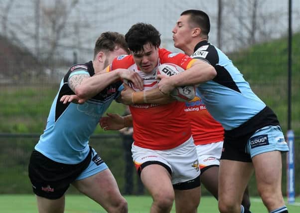 Sheffield Eagles' James Bentley in action against Leigh.