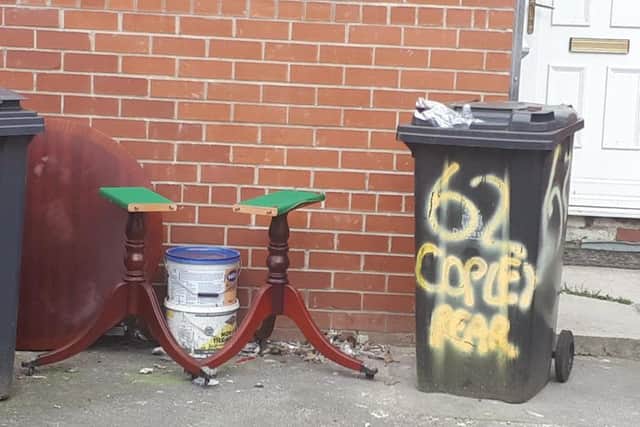 Rubbish is left on the street in the Copley Road shop area