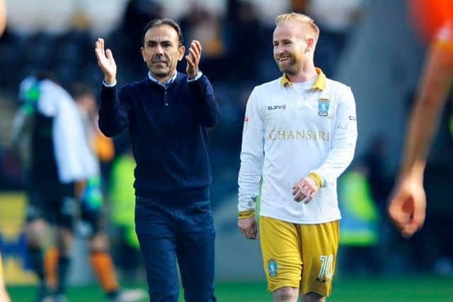Jos Luhukay and Barry Bannan at the final whistle after Wednesday's win at Hull City