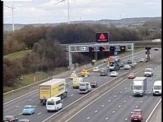 A car landed on its roof on the M1 in South Yorkshire earlier today