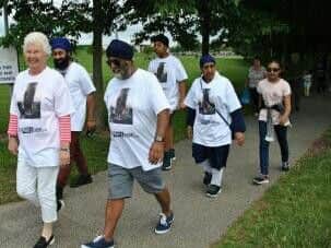Jarnel Singh (third from left) on a sponsored walk with fellow Sikh Youth Doncaster volunteers