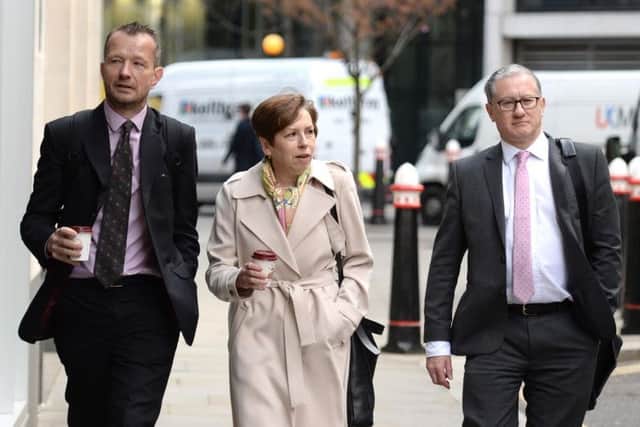 L to r:- Jonathan Munro head of BBC newsgathering, Franscesca Unsworth, BBC director of news and current affairs and Gary Smith, former BBC home editor and current head of news at BBC Scotland, arrive. Picture: Kirsty O'Connor/PA Wire