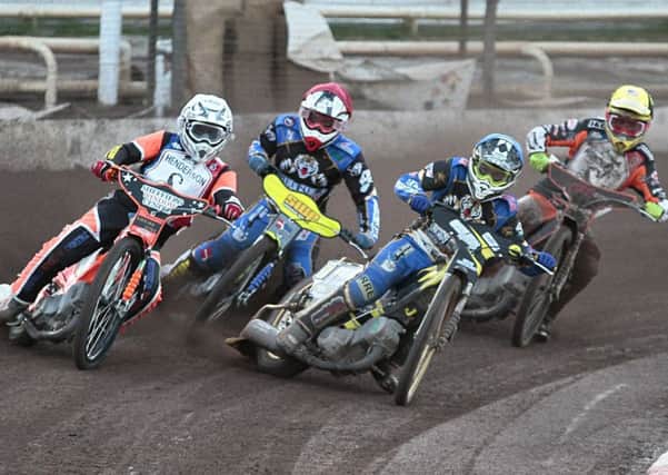 Jason Garrity on the outside of Lasse Bjerre , James Shanes and Gino Manzares Ht 4