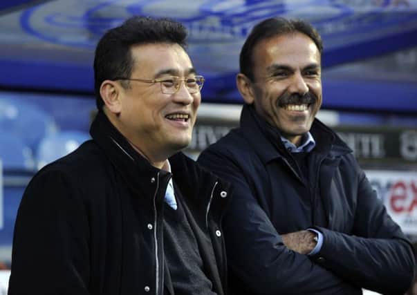 Owls Owner and Chairman Dejphon Chansiri with Manager Jos Luhukay(right).........Pic Steve Ellis