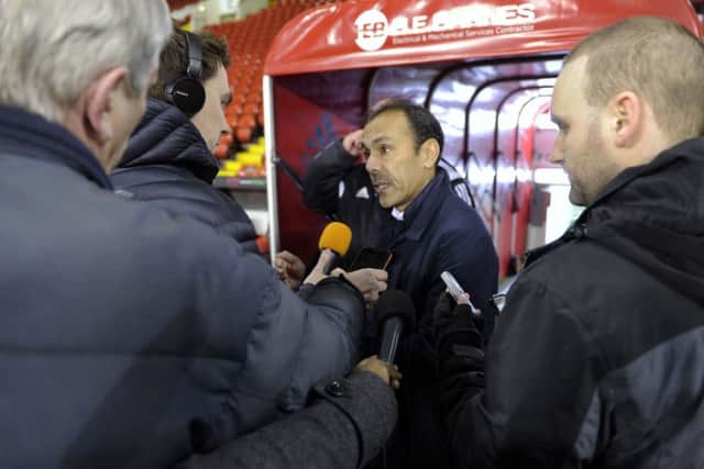 Jos Luhukay facing the press after his first match in charge against Sheffield United...Pic Steve Ellis
