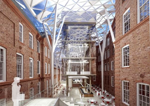 An artist's impression showing the inside of Sheffield University's Heartspace development, which will connect the Mappin Building with the Central Wing