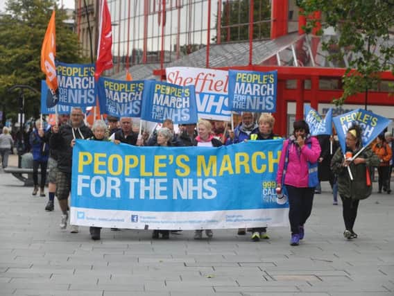 An NHS rally in Sheffield in 2014.
