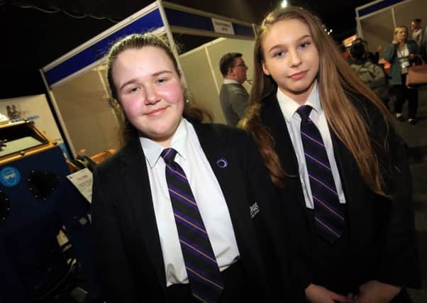 Up to Speed with STEM event at Magna Science Adventure Centre in Rotherham. Pictured are Jessica Brown and Maisie Lewis-Jones.
