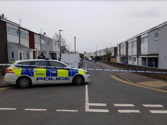 Police officers cordoned off part of Batemoor after a stabbing earlier this week