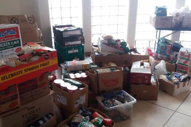 Donations at the Burngreave Foodbank.