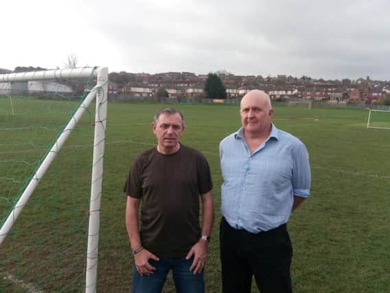 Sheffield Works Department Sports & Social Club chairman Bob Hughes and committee member Peter Sutton