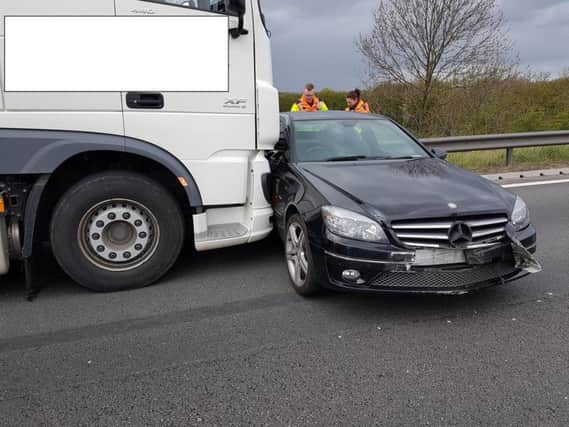 The aftermath of a nasty collision on the M1 in South Yorkshire, in which fortunately no one was seriously injured (photo: South Yorkshire Police)