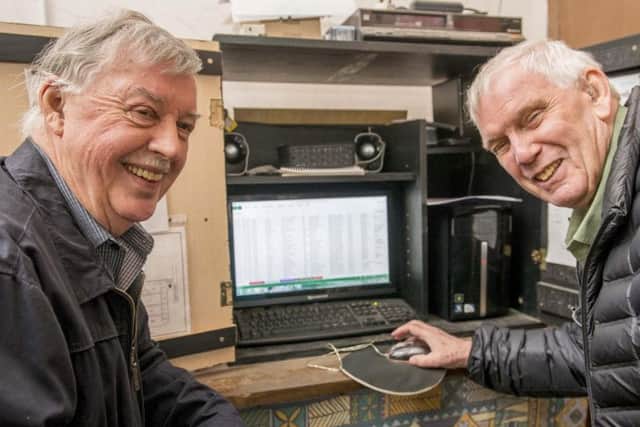 Ken Wild and Dave Yates with the graveyard database.