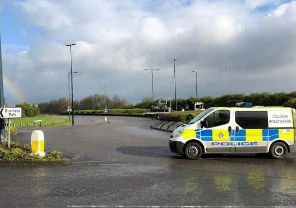Police officers at the scene of a fatal crash in Doncaster
