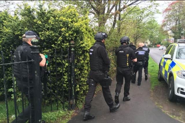 Armed police in Meersbrook Park this morning (Pic: Andy Kershawm BBC Radio Sheffield)