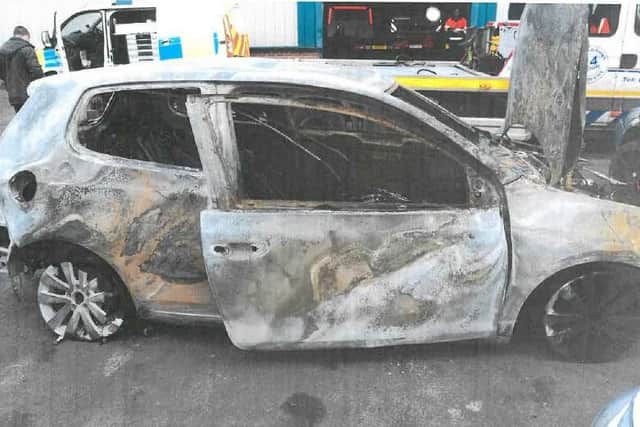 Cohen's VW Golf was burned out and abandoned in Rough Lane, Ecclesfield in a bid to destroy a key piece of evidence. Picture: South Yorkshire Police