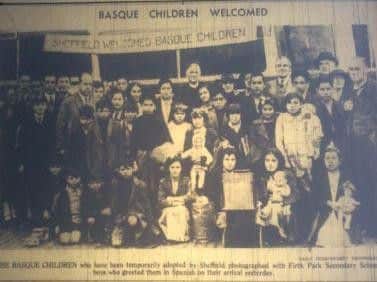 A newspaper cutting showing the welcome the Basque refugee children got in Sheffield