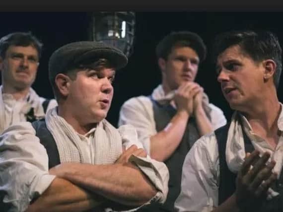 Writer Kieran Knowles, front left, on stage at the Crucible in Operation Crucible