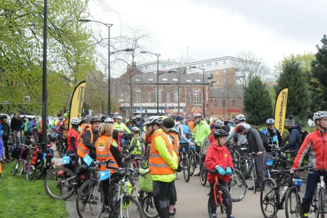 Cyclists prepare to set off on the Space for Cycling big ride around Sheffield