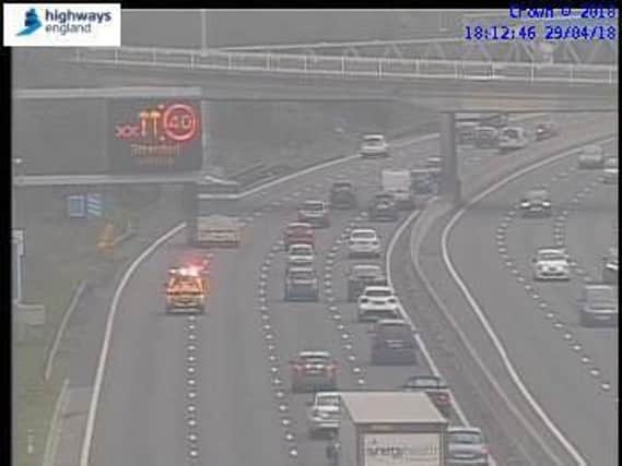 Two lanes of the M1 are closed due to a broken-down horsebox near Meadowhall (photo: Highways England)
