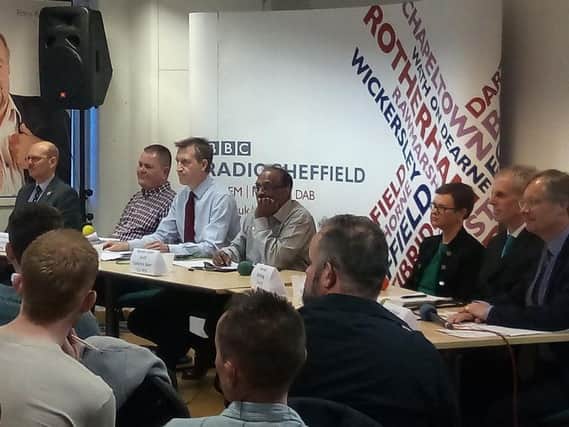 The seven candidates taking part in a debate at BBC Radio Sheffield last week.