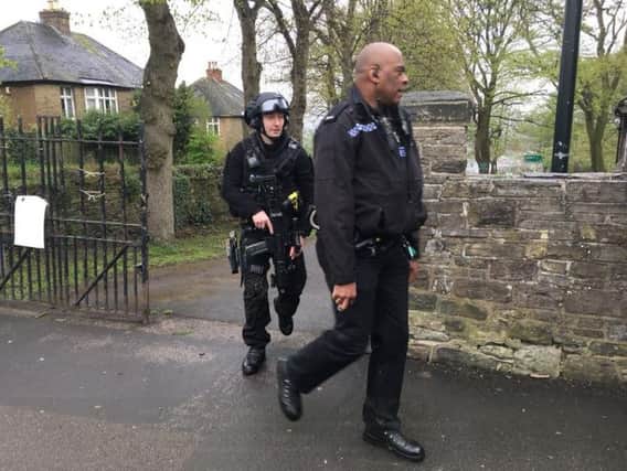 Armed police officers were seen in Meersbrook Park after a shooting (Pic: Andy Kershaw)