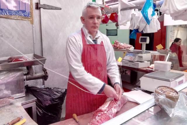 Profits slashed? New rent increase will leave Stuart Barrow's butchery business in Barnsley Market struggling.