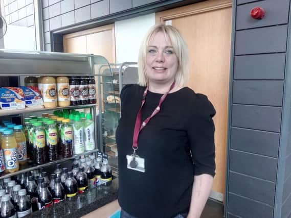 Healthy option: Diane Lee with the Barnsley Council cafe's drinks range, which now excludes high sugar options.