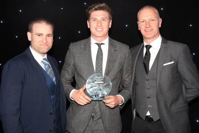 Sheffield Wednesday Player of the Year Adam Reach with Dom Howson and Lee Bullen at the Star Football Awards. Photo by Glenn Ashley.