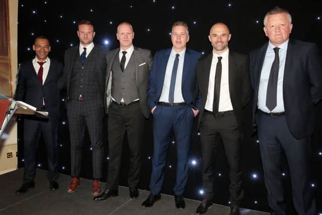 Paul Warne with other bosses at the Star Football Awards