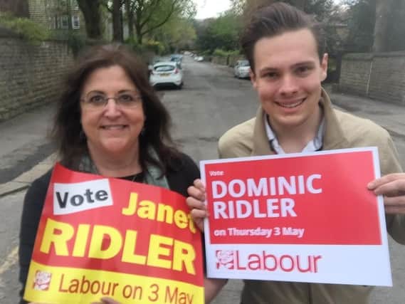 Janet and Dominic Ridler standing on either side of the ward boundary