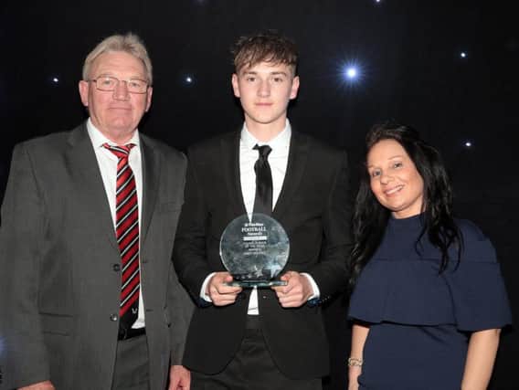 Young Player of the Year David Brooks of Sheffield United with Tony Currie and Linda Ball at The Star Football Awards