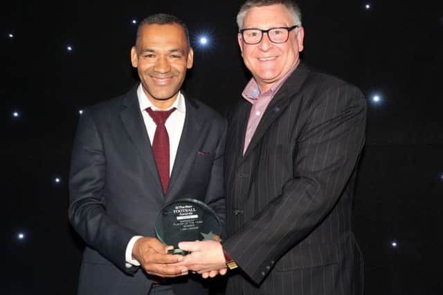 Barnsley Player of the Year was won by Liam Lindsay [accepted by Jose Morais] with Andrew Denniff at The Star Football Awards, Sheffield, United Kingdom, 30th April 2018. Photo by Glenn Ashley.