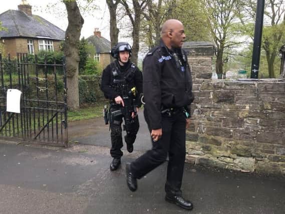 Police at Meersbrook Park following the shooting (photo: Andy Kershaw / BBC)