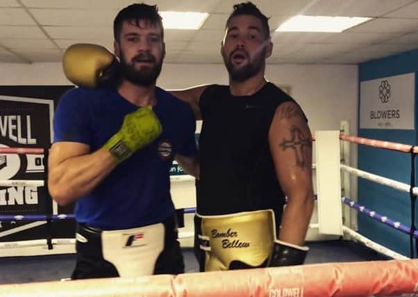 Derbyshire's Joss Paul and Tony Bellew, after sparring