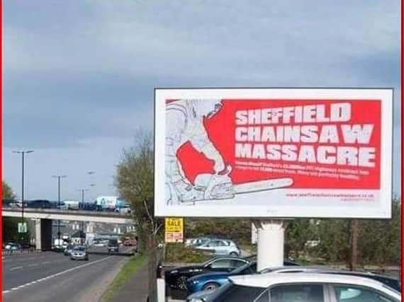 The advertising board just off Sheffield Parkway. Picture: www.sheffieldchainsawmassacre.co.uk
