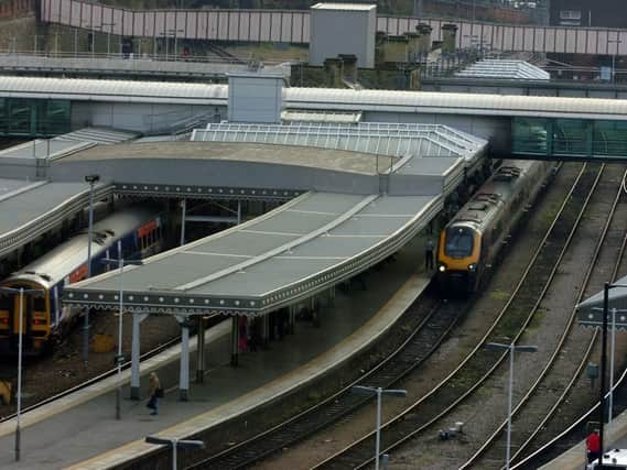 Kang was arrested at Sheffield railway station (pictured) for his lewd behaviour