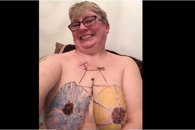 Catherine Higgins with her unique Tour de Yorkshire tribute.