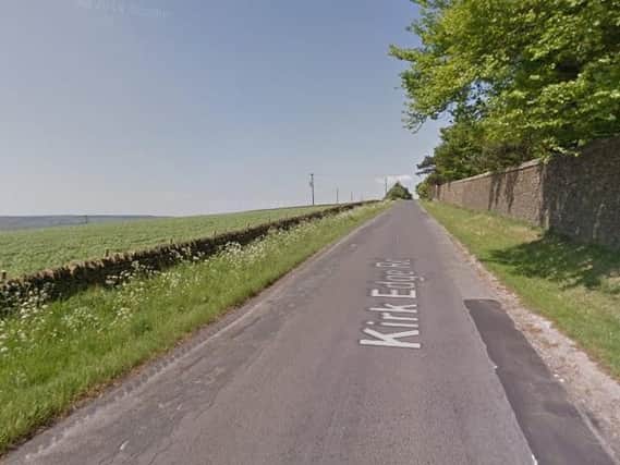 The car was set alight and abandoned on farmland in Kirk Edge Road, Worrall at about 2am this morning. Picture: Google Maps.