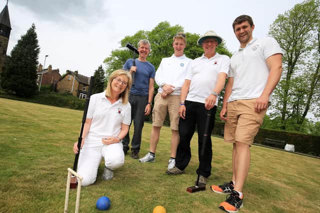 Sheffield Croquet Club have a new home at Hillsborough Park. Pictured are Maggie Crossland, John Crossland, Dennis Crossland, Tom Oulton and Jonny Simpson.  Picture: Chris Etchells