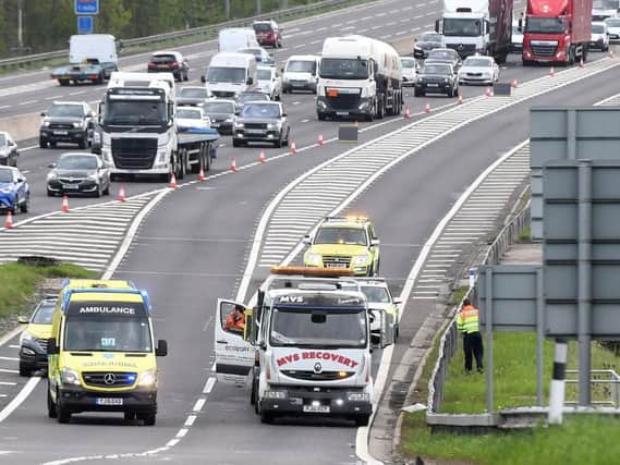 Emergency services dealt with a collision on the northbound slip road of the M1 at junction 33 today