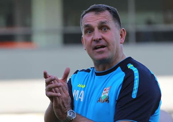 Picture by Gareth Williams/AHPIX.com; Football; Sky Bet League Two; Barnet v Chesterfield FC; 05/05/2018 KO 15:00; The Hive Stadium; copyright picture; Howard Roe/AHPIX.com; a disappointed Barnet boss Martin Allen thanks the crowd as his sides' relegation was confirmed