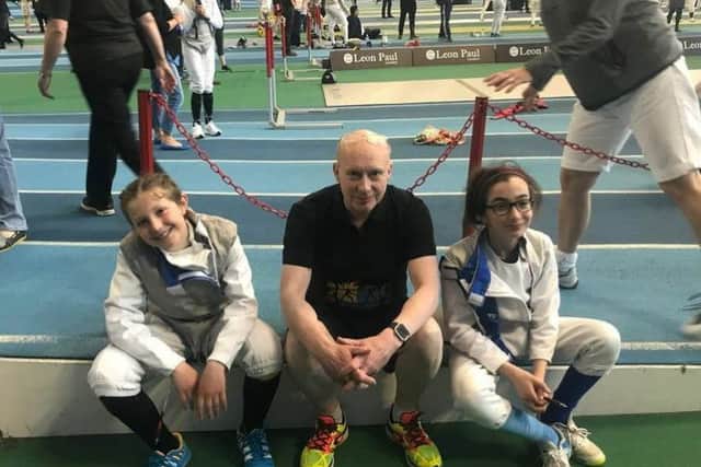 Fencing feature - Sheffield Buccaneers - Adam Blight with two of his students