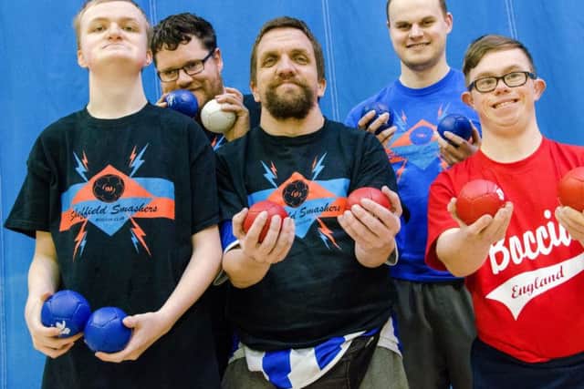 Ian with fellow members of the Sheffield Smashers boccia team (pic: Will Roberts)