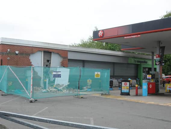 The damage at the Co-op petrol station, Worksop Road, Aston,