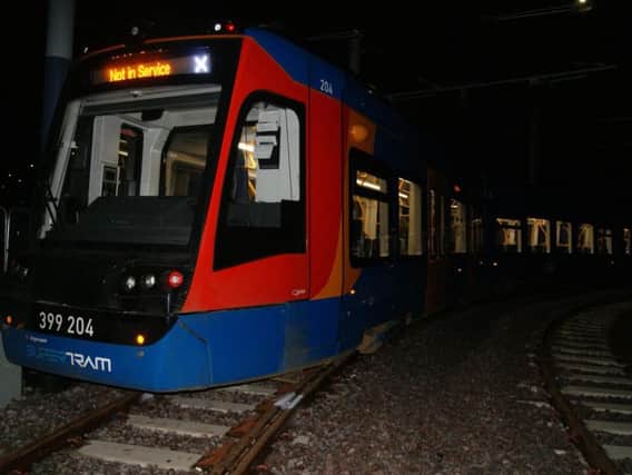 Test running of the tram-train at Tinsley Chord.