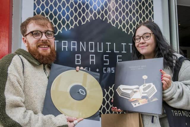 Arctic Monkeys fans queued overnight to get their hands on the limited edition golden LPs only available at the pop-up store in Sheffield