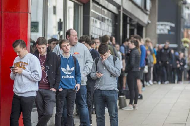Long queues formed outside the band's pop-up shop at Barker's Pool ahead of its opening on Friday